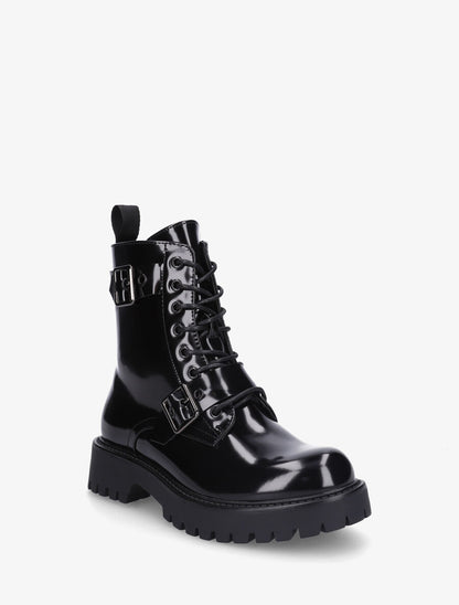 Bottines montantes vernies en simili - Noir - 2