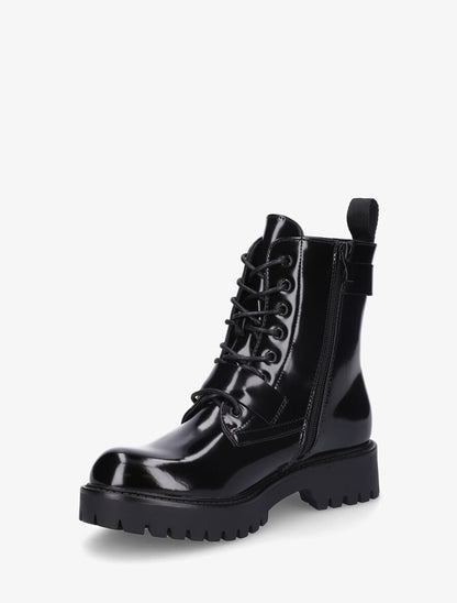 Bottines montantes vernies en simili - Noir - 3