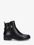 Bottines en simili à sangle dorée - Noir - 5