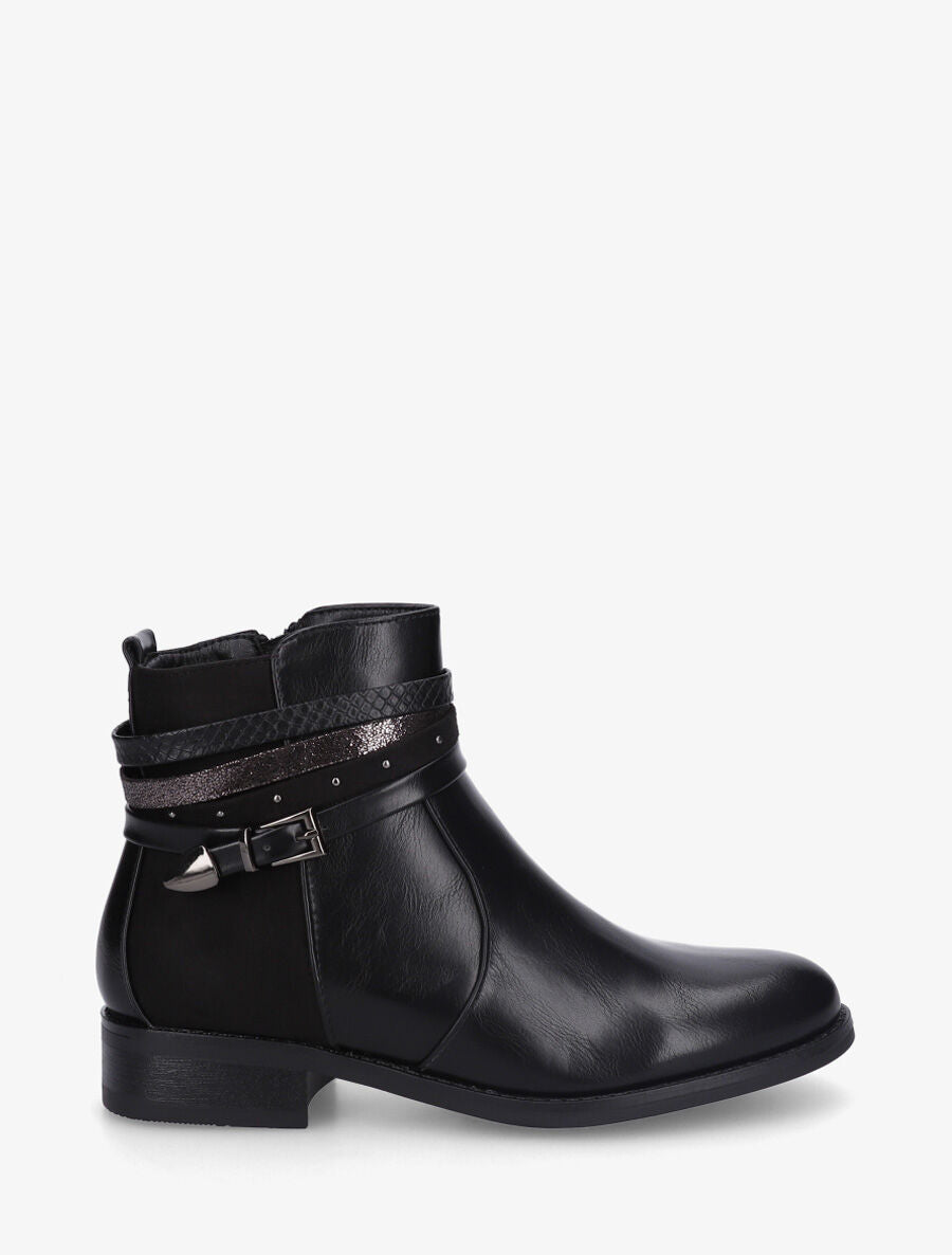 Bottines bi-matière à bandes dépareillés - Noir - 1
