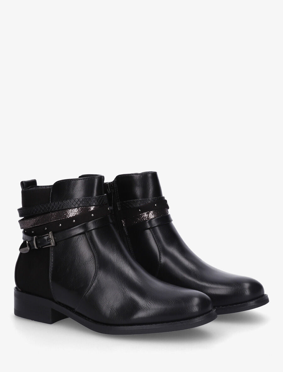 Bottines bi-matière à bandes dépareillés - Noir - 4