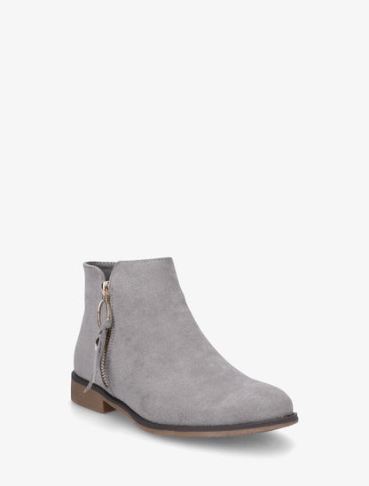 Bottines en suédine à zip décoratif - Gris - 2