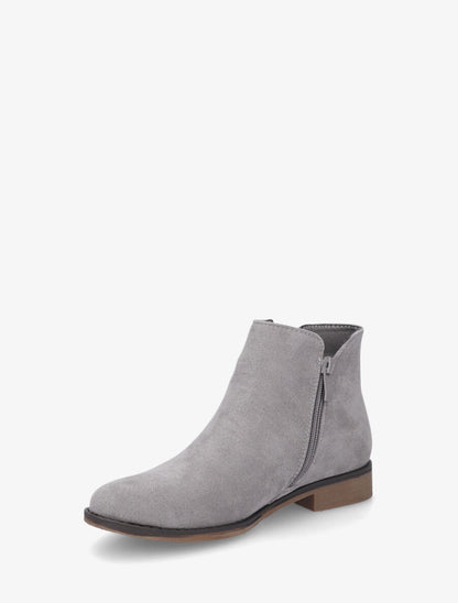 Bottines en suédine à zip décoratif - Gris - 3