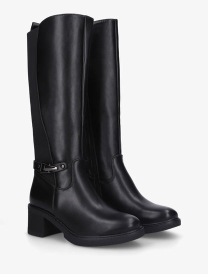 Bottes élastiquées à talon - Noir - 4