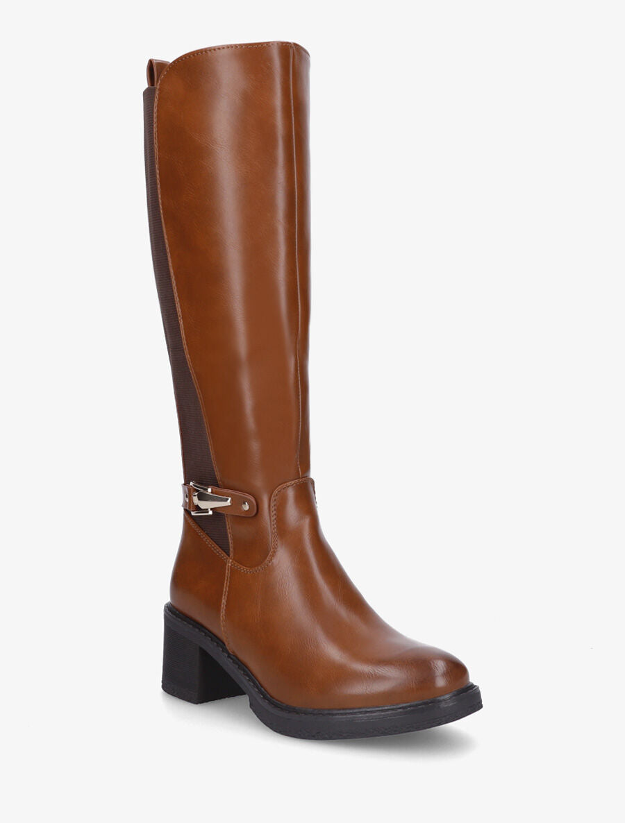 Bottes élastiquées à talon - Camel - 2