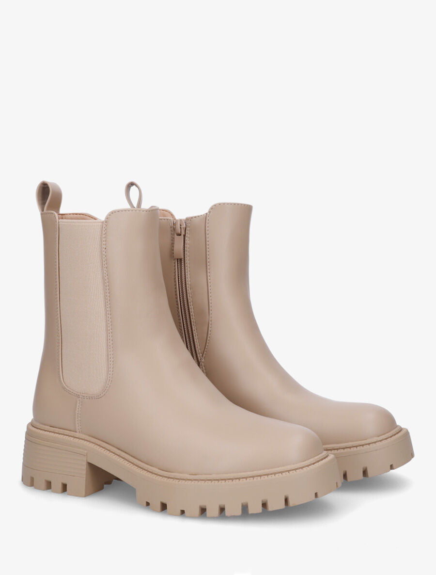 Bottines montantes élastiquées - Beige - 4
