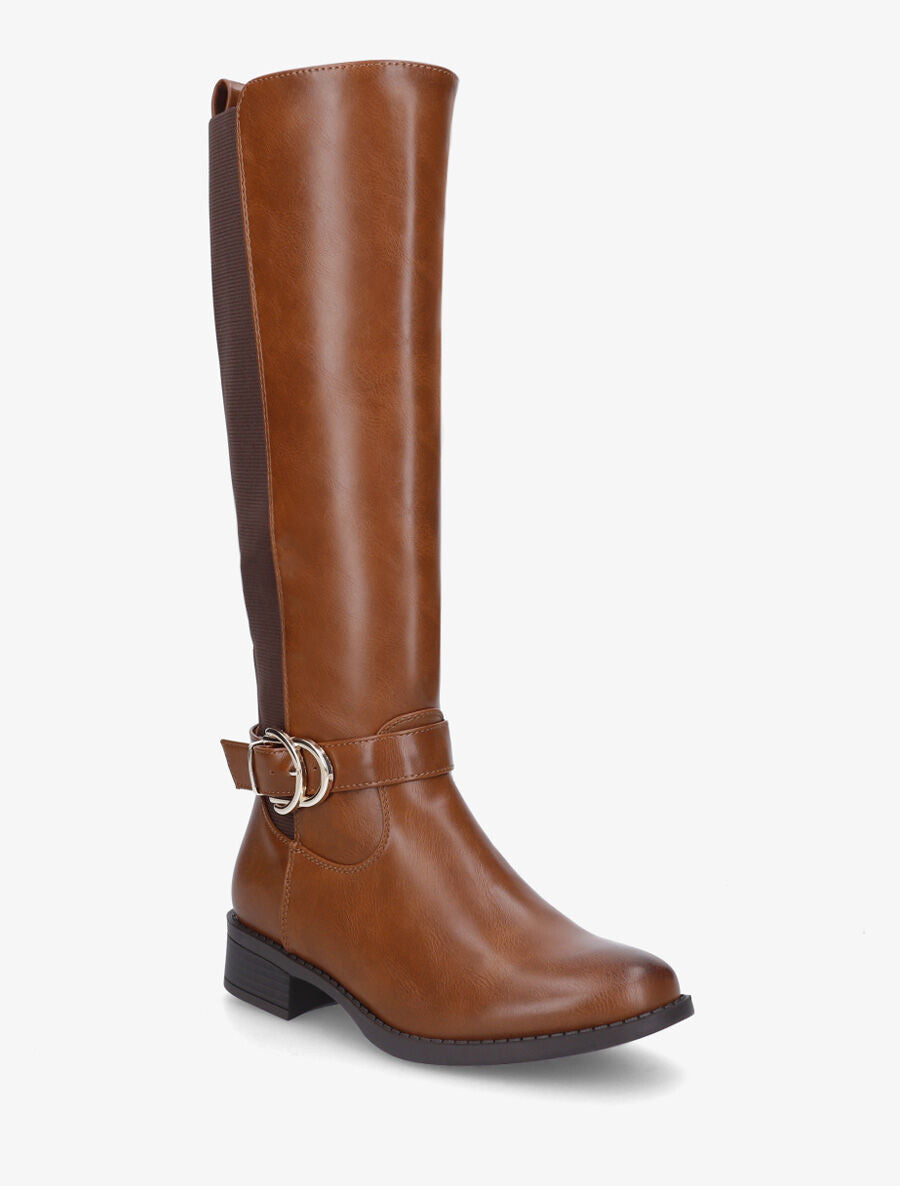 Bottes unies élastiquées et sanglées - Camel - 2