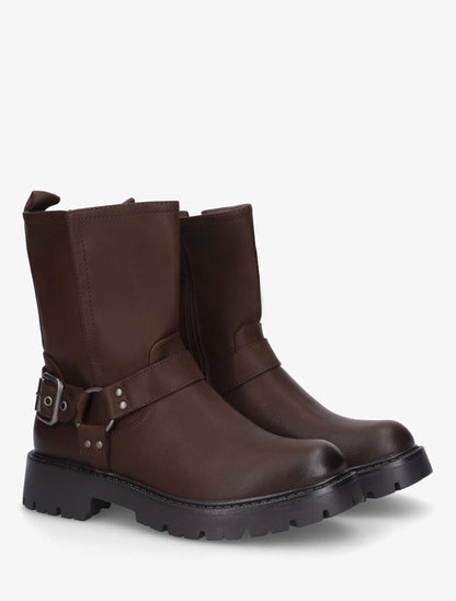 Bottines en simili à fente - Marron - 4