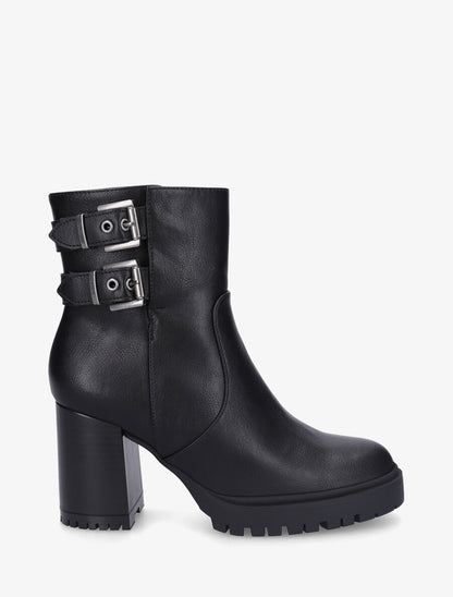 Bottines en simili à talon haut - Noir - 5