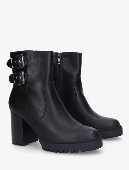 Bottines en simili à talon haut - Noir - 4