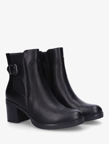 Bottines en simili à talon et ceinturon - Noir - 4