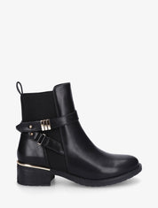 Bottines en simili à boucles et empiècements métallisés - Noir - 1