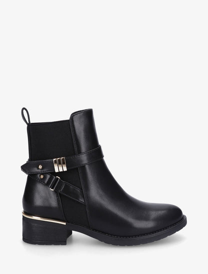 Bottines en simili à boucles et empiècements métallisés - Noir - 1