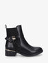 Bottines en simili à boucles et empiècements métallisés - Noir - 1