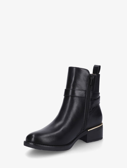 Bottines en simili à boucles et empiècements métallisés - Noir - 3