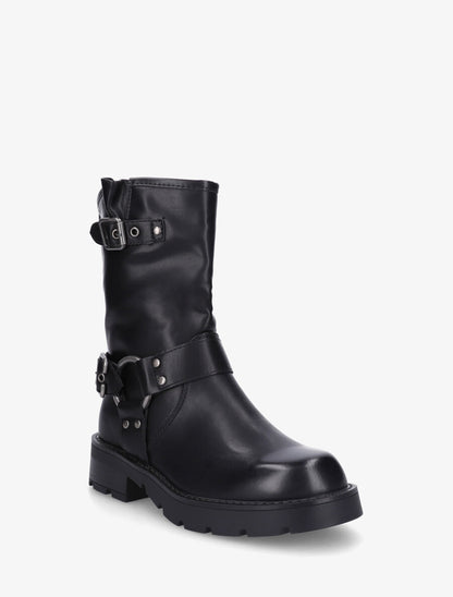 Bottines montantes en simili - Noir - 2