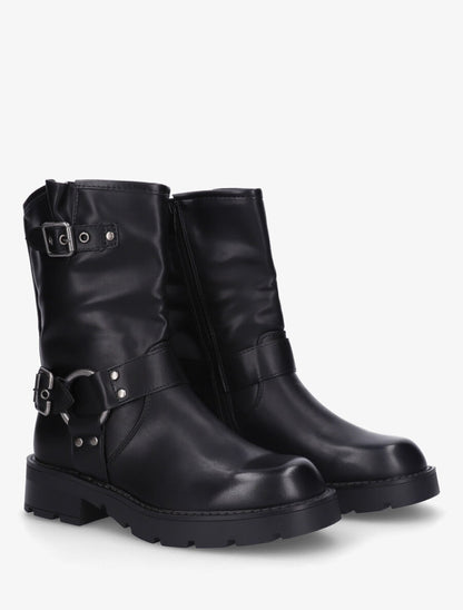 Bottines montantes en simili - Noir - 4