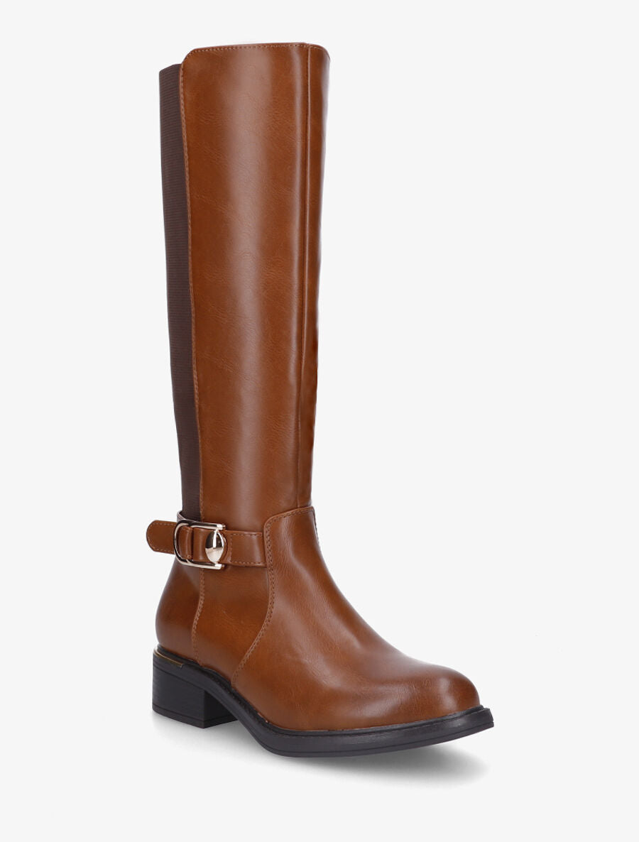 Bottes unies élastiquées à empiècement métal - Camel - 2