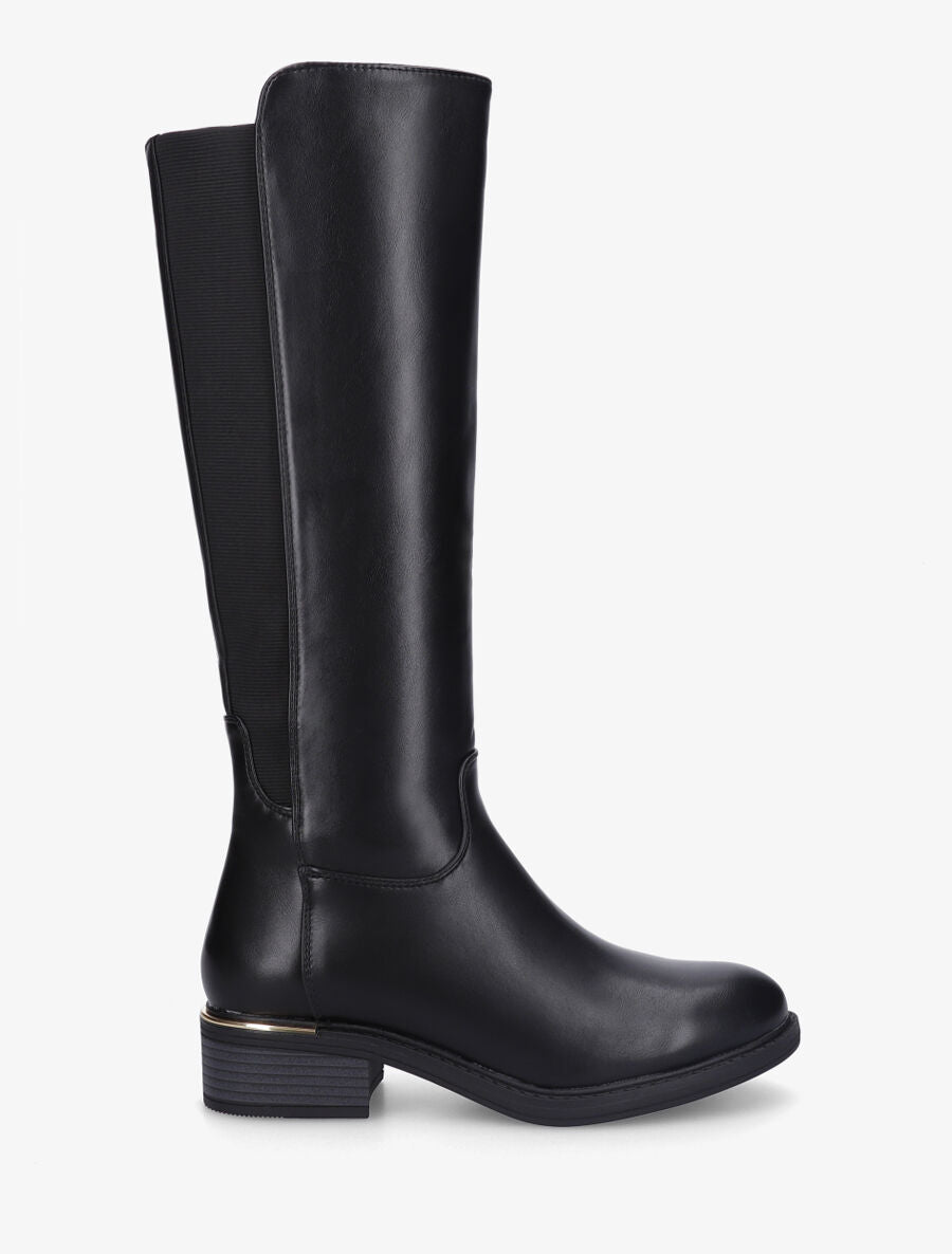 Bottes élastiquées en simili à empiècement métal - Noir - 5