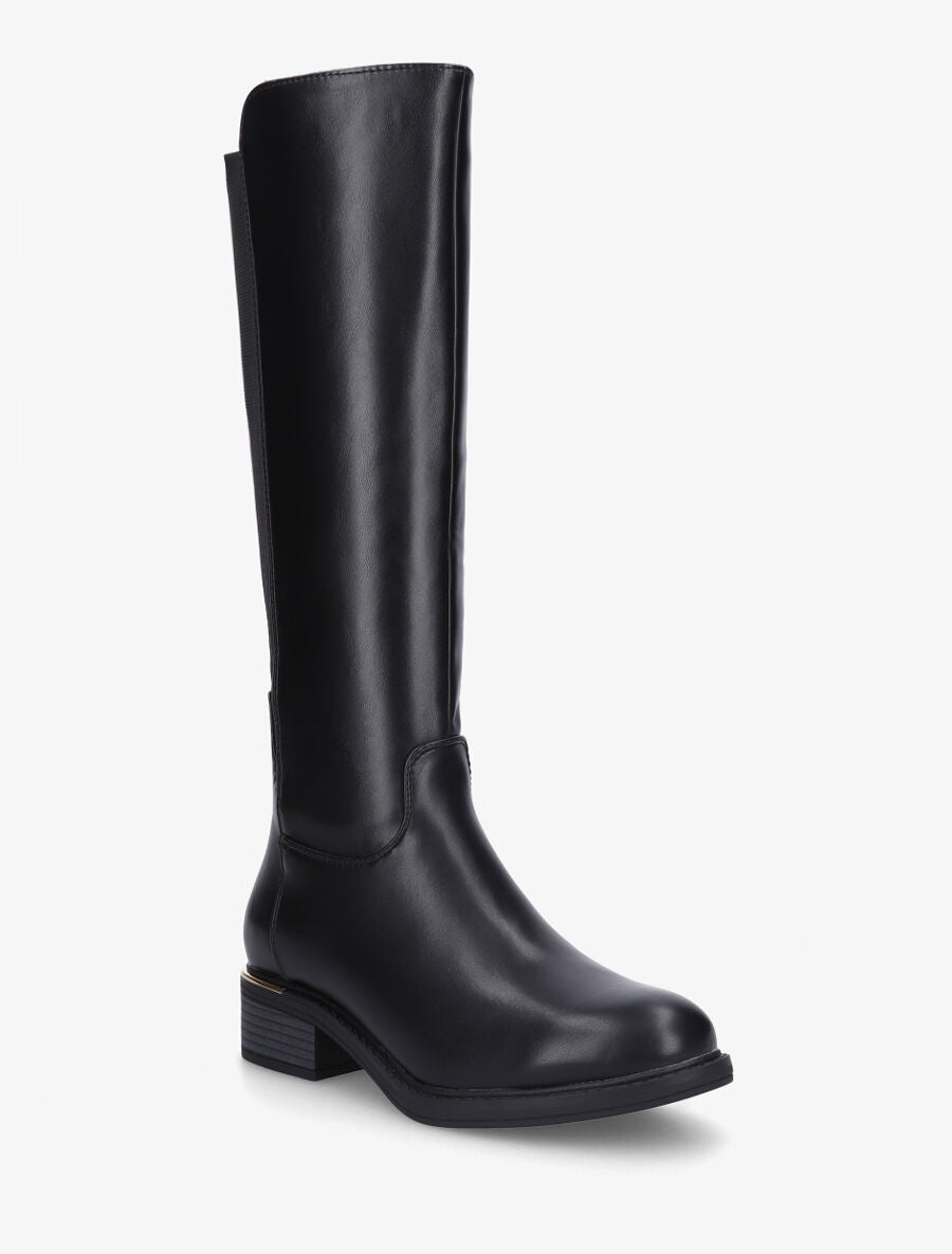 Bottes élastiquées en simili à empiècement métal - Noir - 2