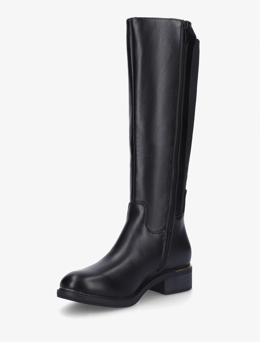 Bottes élastiquées en simili à empiècement métal - Noir - 3