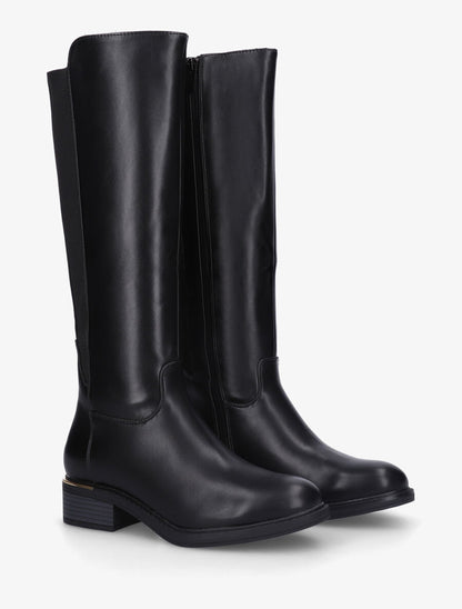 Bottes élastiquées en simili à empiècement métal - Noir - 4
