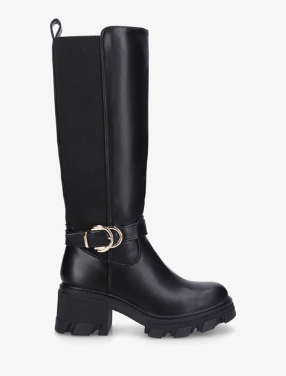 Bottes élastiquées à semelle et talon crantés - Noir - 1