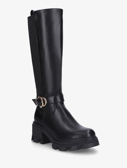 Bottes élastiquées à semelle et talon crantés - Noir - 2