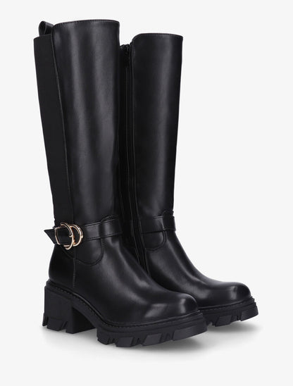 Bottes élastiquées à semelle et talon crantés - Noir - 4