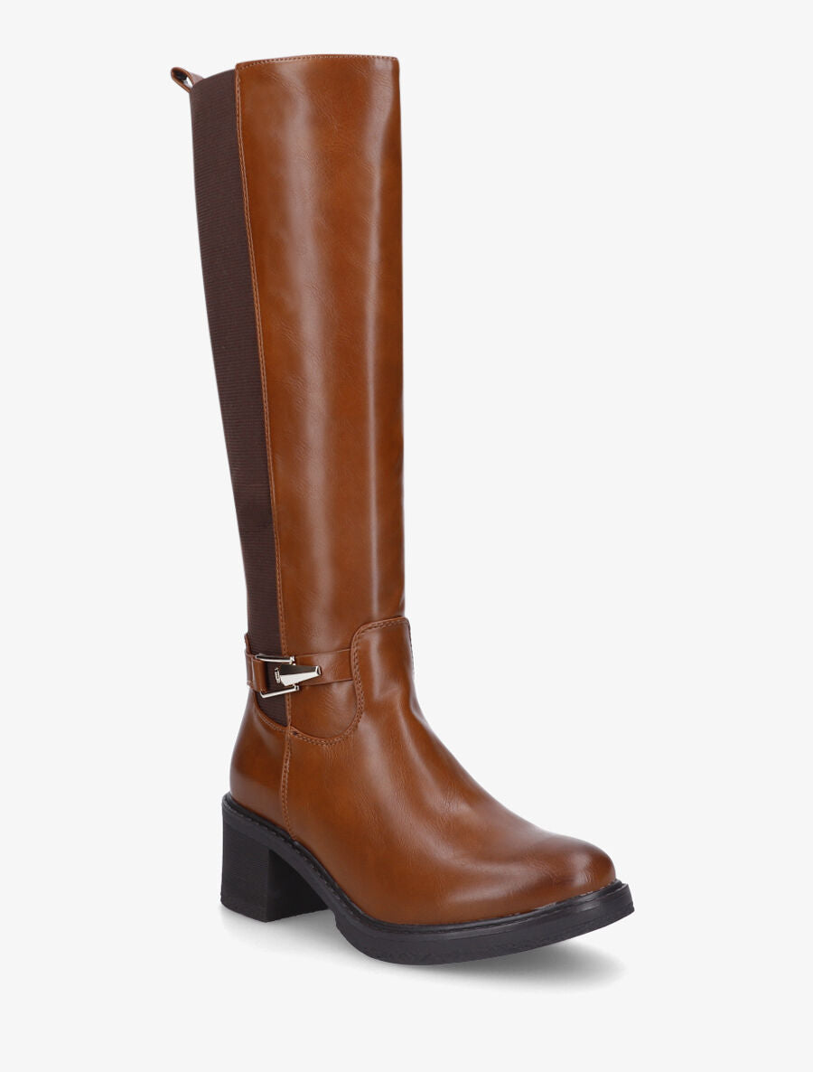 Bottes élastiquées à talon - Camel - 2