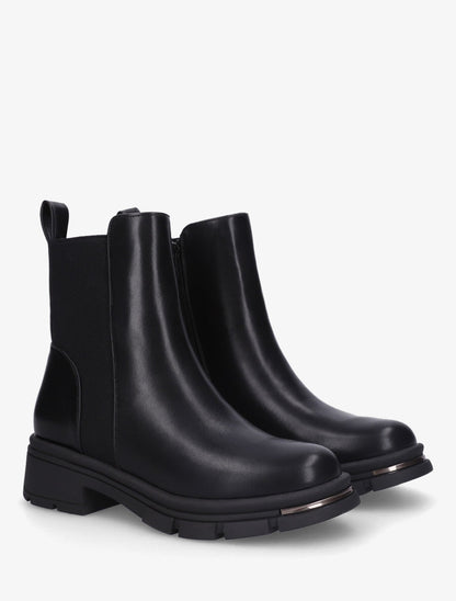 Bottines en simili à détail métallique - Noir - 4