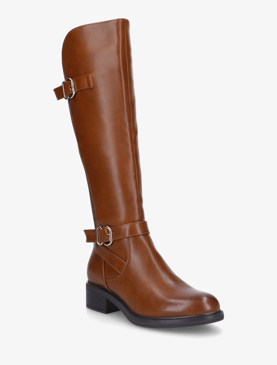 Bottes unies élastiquées à double sangles - Camel - 2