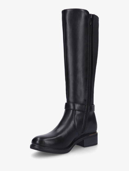 Bottes unies à empiècement métallique au talon - Noir - 3