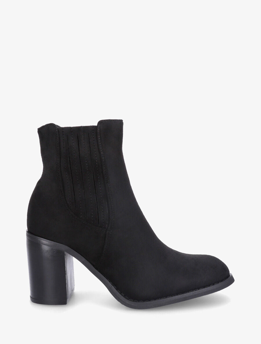 Bottines en suédine à talon haut - Noir - 1