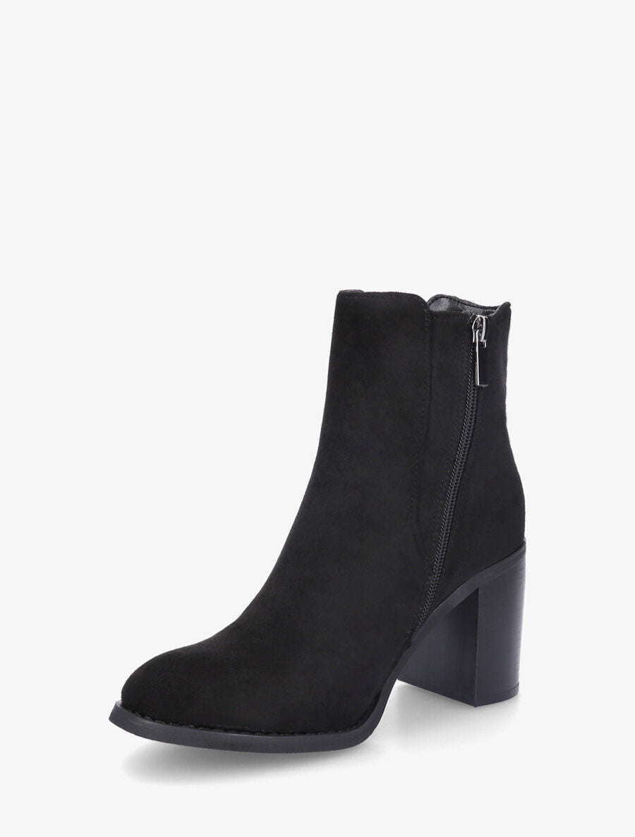 Bottines en suédine à talon haut - Noir - 3