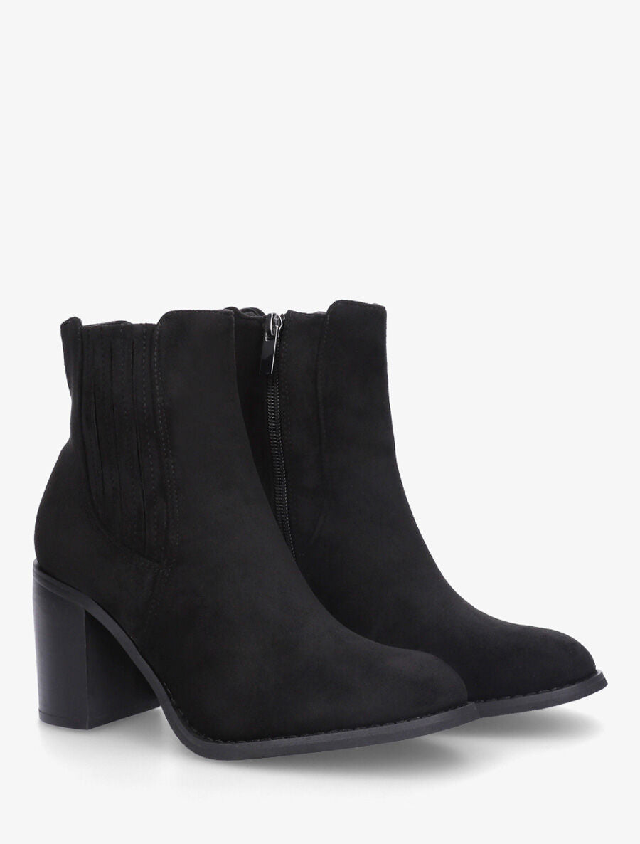 Bottines en suédine à talon haut - Noir - 4
