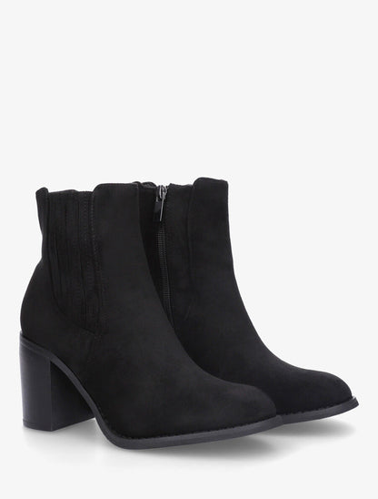 Bottines en suédine à talon haut - Noir - 4