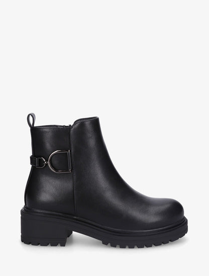 Bottines unies en simili à empiècement métal - Noir - 1