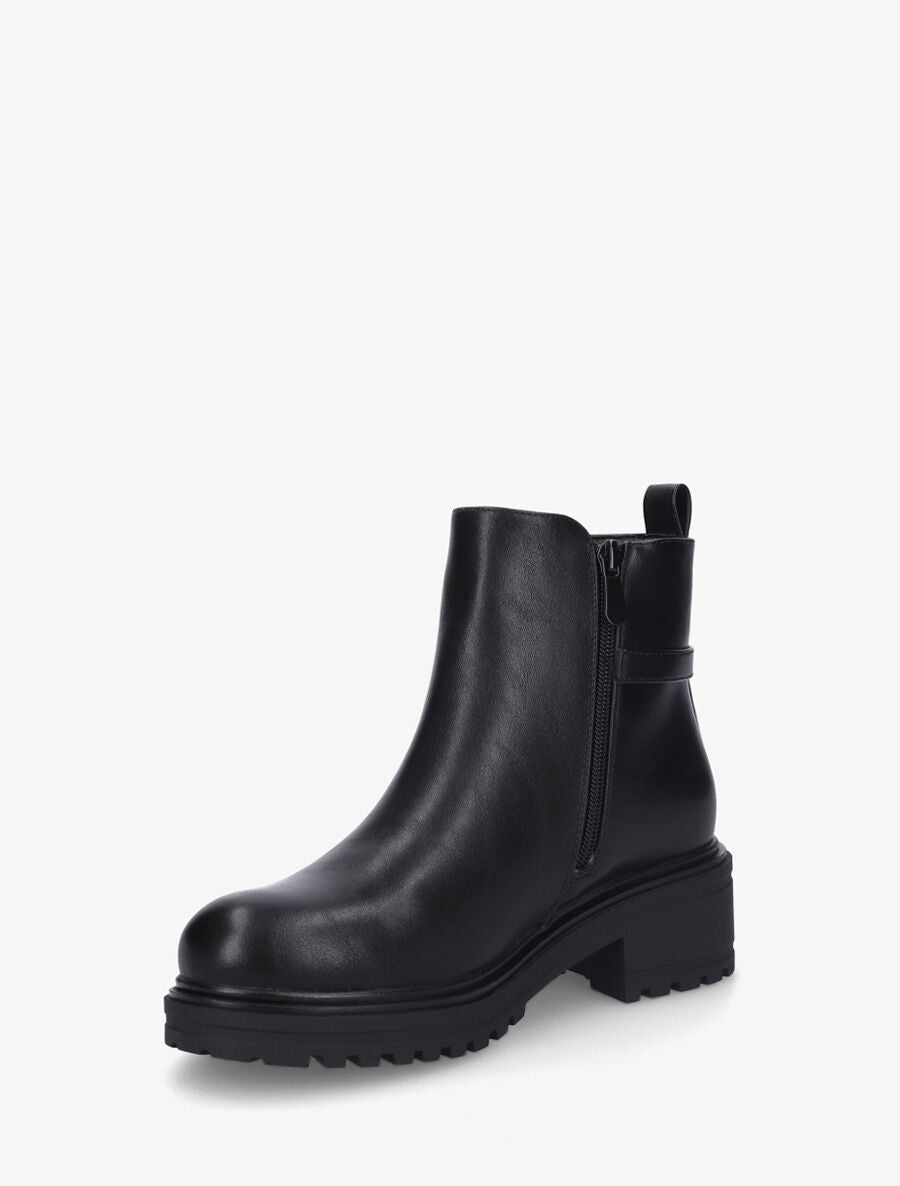 Bottines unies en simili à empiècement métal - Noir - 3
