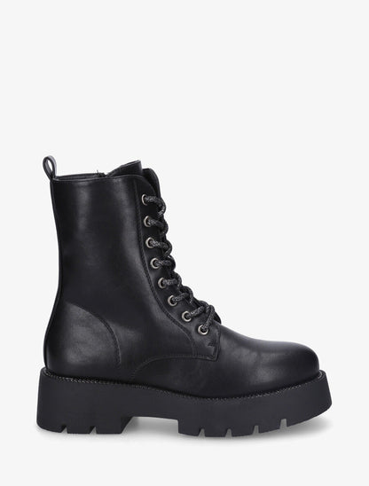 Bottines montantes en simili - Noir - 1