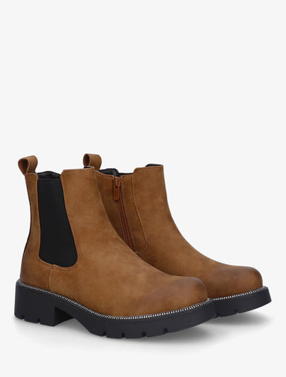 Bottines élastiquées en suédine - Camel - 4
