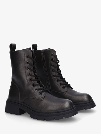 Bottines montantes à lacets en simili - Anthracite - 4