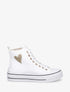 Sneakers en simili à flocage coeur - Blanc - 1