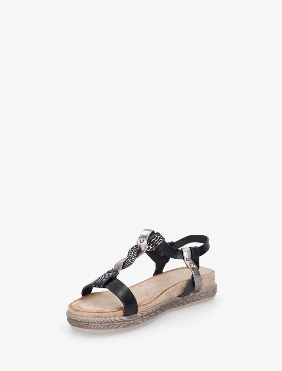 Nu-pieds en simili à brides tressées - Noir - 3