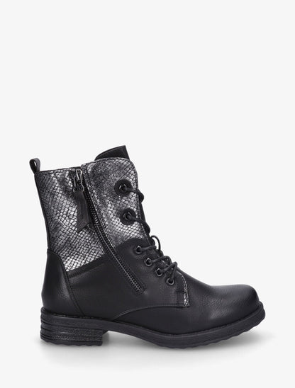 Bottines montantes à imprimé python et zip décoratif - Noir - 5