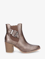 Bottines élastiquées imprimé croco - Bronze - 5