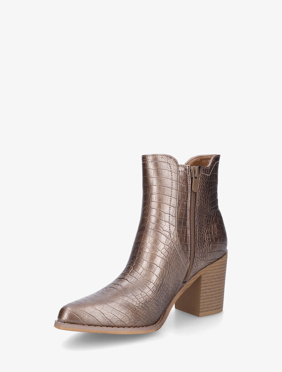 Bottines élastiquées imprimé croco - Bronze - 3