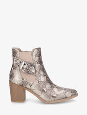 Bottines élastiquées imprimé python - Beige - 1