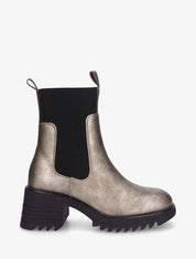Bottines hautes à talon bloc et semelle crantés - Taupe - 1