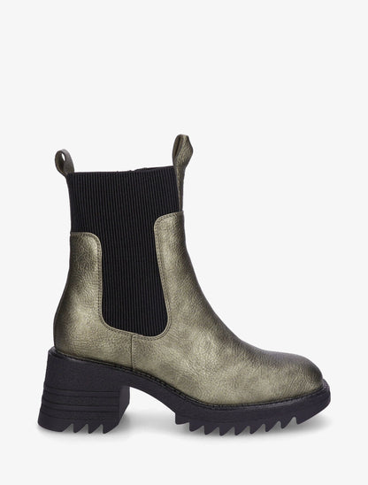 Bottines hautes à talon bloc et semelle crantés - Kaki - 1